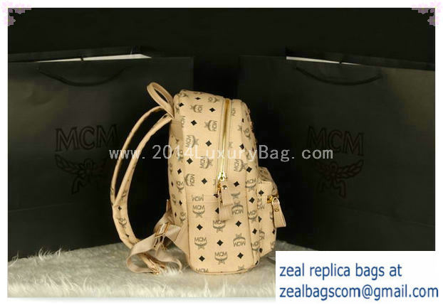 High Quality Replica MCM Stark Backpack Large in Calf Leather 8004 Apricot